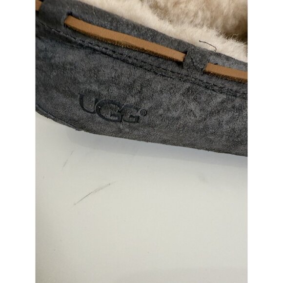 UGG Women 11 Dakota Slippers Gray Suede Moccasin Shearling Shoes Slip On - Picture 2 of 7